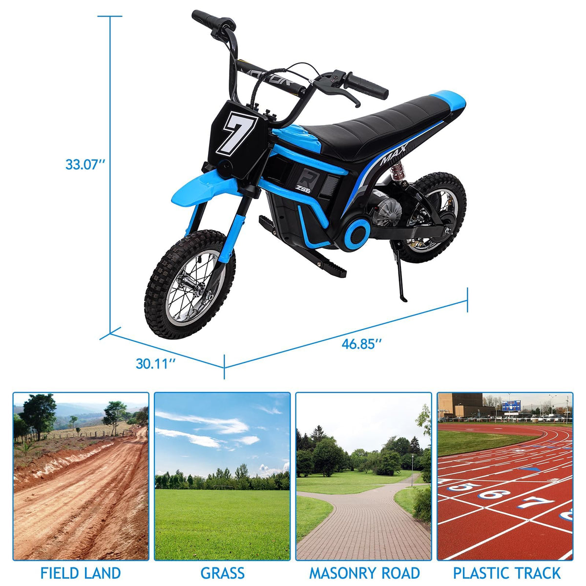 TROPOW 24 Volt Ride On Toys for Boys,Electric Dirt Bike for Kids - 350W Ride On Motorcycle, Ages 5+, Up to 14.29 MPH, 2-Speed Modes, Max Weight 135 Lbs, Blue