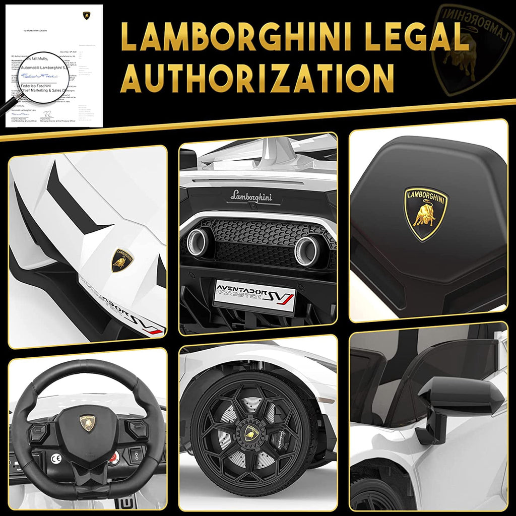 12V Licensed Sports Car Ride On Vehicle with Remote Control, Electric Ride On Car with Bluetooth, Hydraulic Swing Doors, LED Lights, Dual 25W Motors, USB/AUX/TF Audio