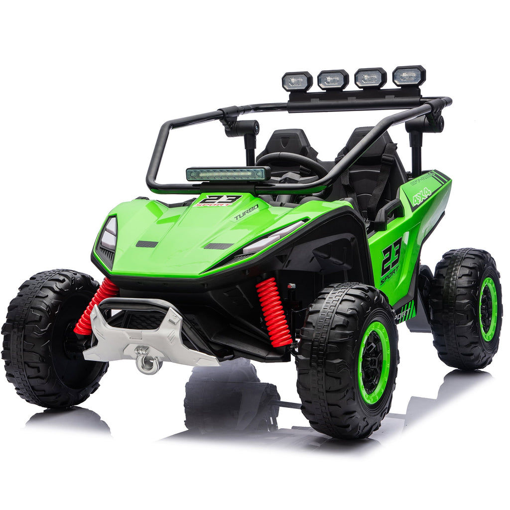 Sunnyfree 24V Ride on Toys 2 Seater UTV for Kids, 4WD 800W Electric Car with Parent Remote Control, LED Lights, Bluetooth Music, Roll Cage, Black