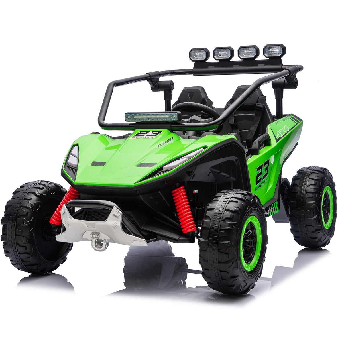 Sunnyfree 24V Ride on Toys 2 Seater UTV for Kids, 4WD 800W Electric Car with Parent Remote Control, LED Lights, Bluetooth Music, Roll Cage, Black