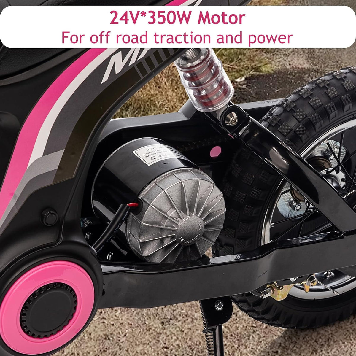 24V Electric Dirt Bike, 3-Speed Off-Road Motorcycle up to 14.29 MPH, Dual Suspension, Hydraulic Front Fork, Steel Frame, 135 lbs Capacity