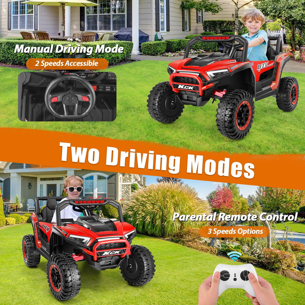 VIBESPARK 24 Volt Ride on Toys, 400W Electric Car for Kids, 2-Seater Ride on Cars w/ Battery Display, Spring Suspension, Bluetooth, LED Lights, Storage Box, Light Switch, Pink