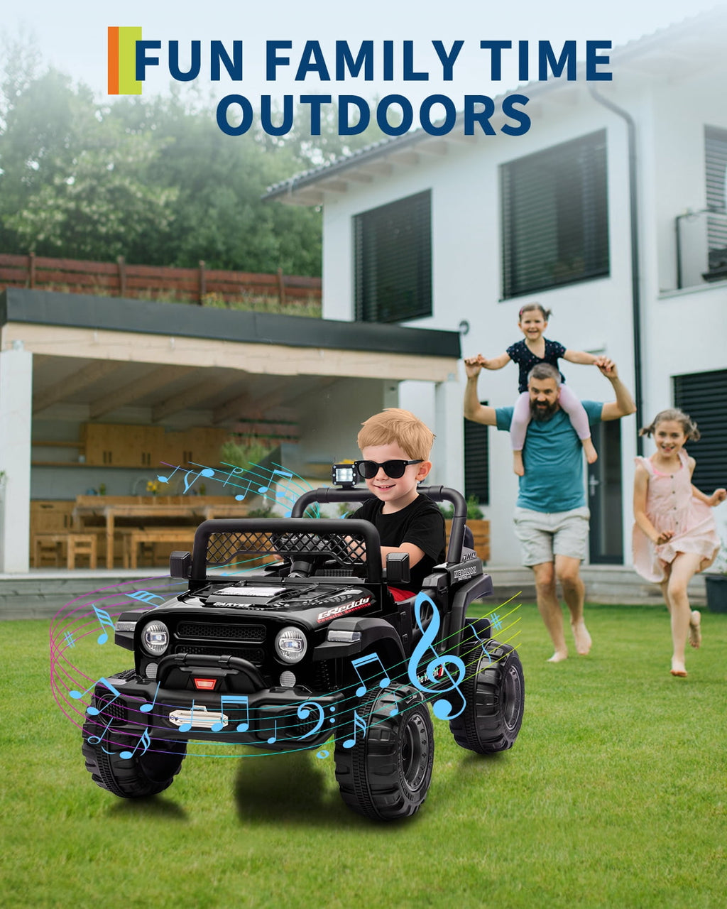 12V Kids Ride-On Truck – Dual 550W Motors, Remote Control, 3-Speed up to 6MPH, Spring Suspension, LED Lights, Music, Safety Belt, Storage – Electric Toy Car for Kids Ages 2-8 – Black