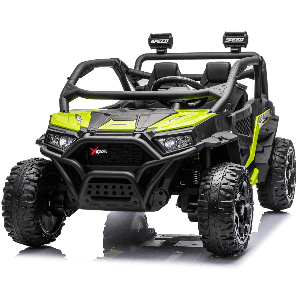 Zukpow 24V Ride Ons for Kids, 2 Seater Electric Car with Remote Control, 4x200W Motors, Power Car Wheels Ride on Toys UTV with Bluetooth Music, USB, Slow Start, LED Lights, Rear Storage Box, Black