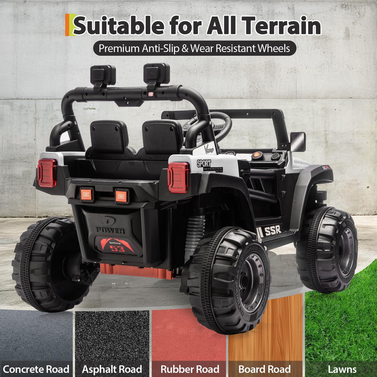 12V Kids Electric Ride-On Car – Parent Remote Control, 3 Speeds, Safety Locking Doors, 3-Point Harness, Spring Suspension, wireless Music, LED Lights, Anti-Slip Tires, Foot Brake, Battery Powered Toy
