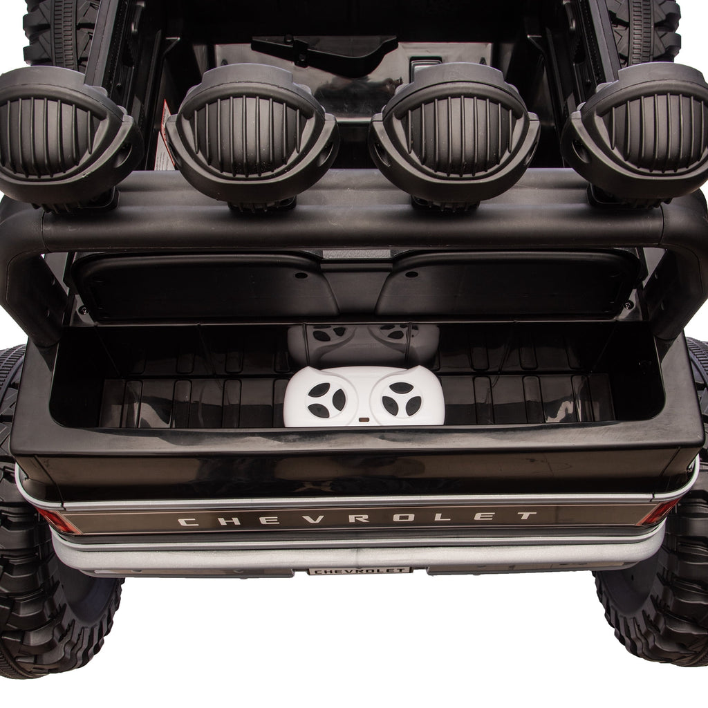 Sunnyfree Upgraded 4WD Chevrolet Cheyenne 24 Volt Ride on Toys, Electric Car for Kids, Power Truck Wheels with Remote, Bluetooth, USB, LED Lights, Black