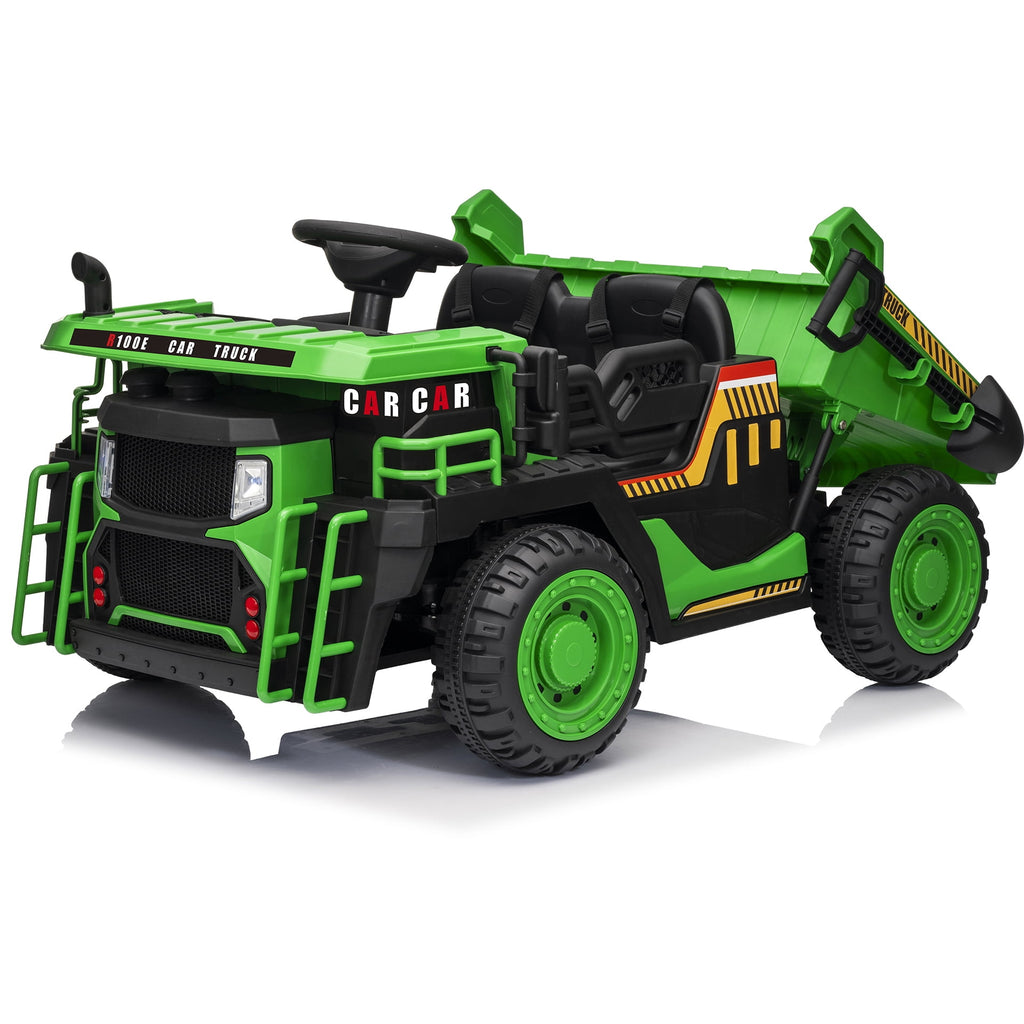Funride 24V Ride on Toys 2 Seater Ride on Dump Truck w/ Remote Control w/ Dump Bed, 3 Speeds, Shovel, Bluetooth/Music, Big Kids, Yellow