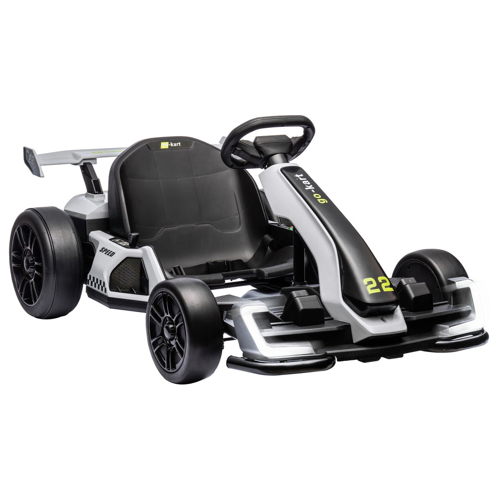 24V Kids Electric Go Kart, 300W Drift Ride-On Car with Dual 150W Motors - Adjustable Seat, 4 Speed Modes, 8.5mph Max, LED Lights, Music & Horn, Safety Belt, Outdoor Racing Toy - Red