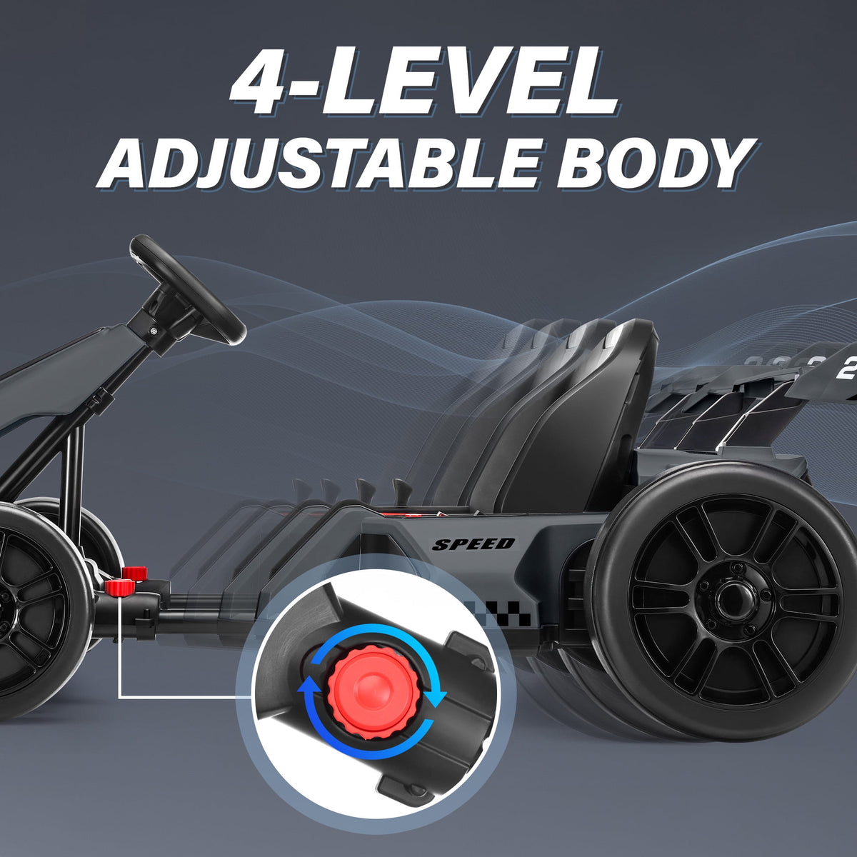 Funcid 24V 7AH Go Kart for Kids, 300W Powered Ride on Toys for 6+, Racing Go Kart with Drift/Sport Mode for Outdoor, Speed 4-8MPH, 110lbs Max Load