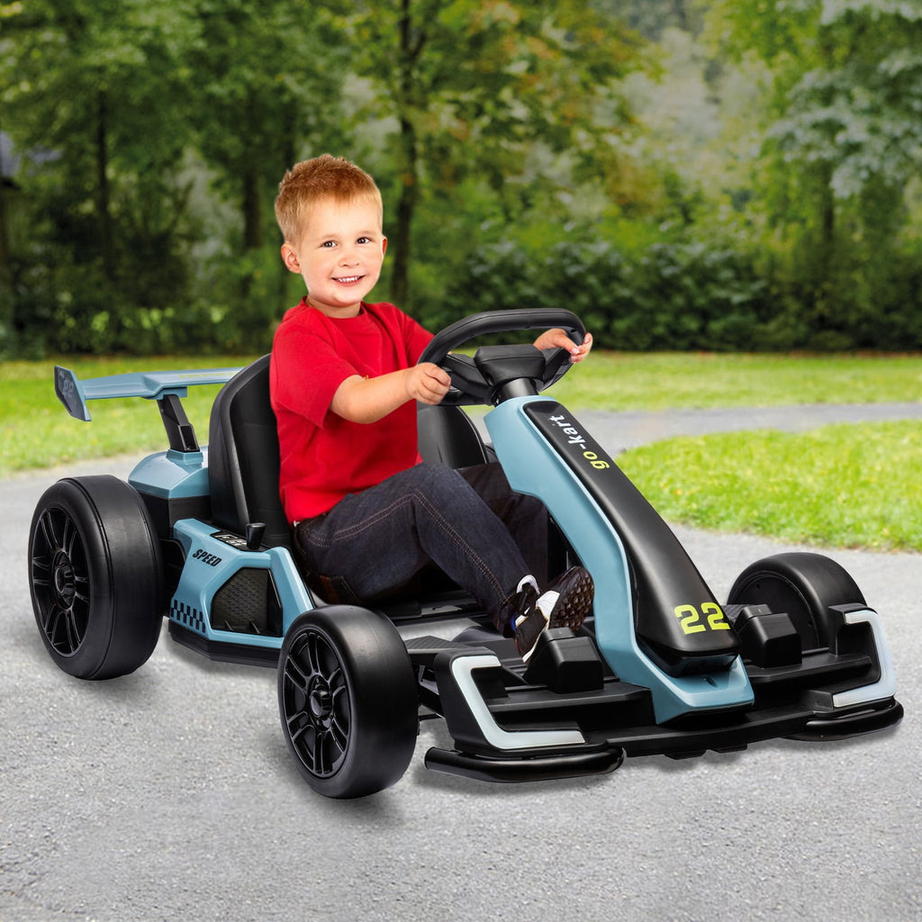 24V Kids Electric Go Kart, 300W Drift Ride-On Car with Dual 150W Motors - Adjustable Seat, 4 Speed Modes, 8.5mph Max, LED Lights, Music & Horn, Safety Belt, Outdoor Racing Toy - Red