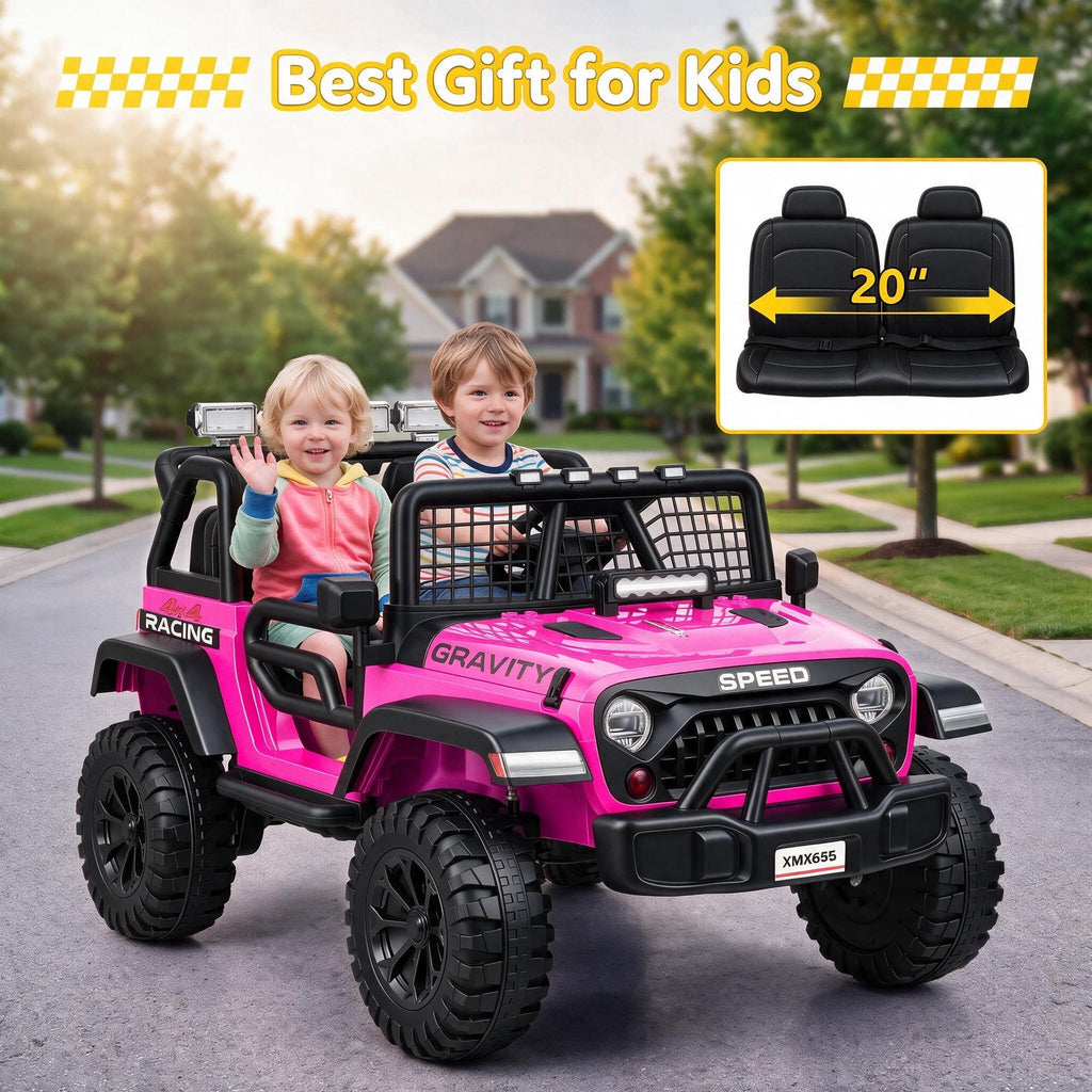 Farmdex 24 Volt 2 Seater Electric Truck Car for Kids, 400W Ride on Cars with Remote Control, Color Led Lights, Bluetooth Music, Spring Suspension,Powered Ride On Toys Gift for Boys & Girls