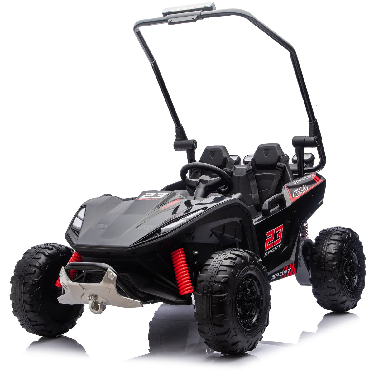Sunnyfree 24V Ride on Toys 2 Seater UTV for Kids, 4WD 800W Electric Car with Parent Remote Control, LED Lights, Bluetooth Music, Roll Cage, Black