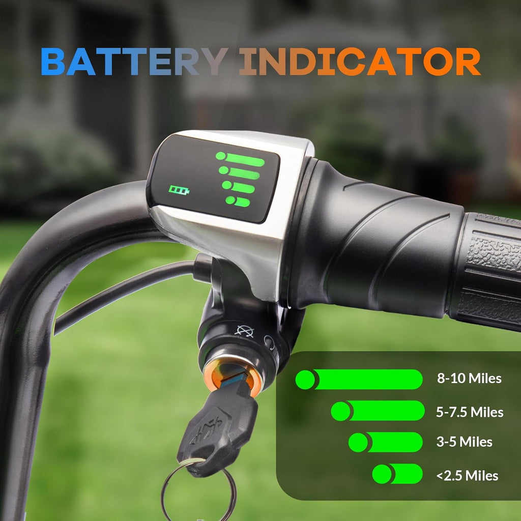24V Electric Dirt Bike, 300W Chain-Driven Motor, Up to 15 MPH, 2-Speed, 10-Mile Range, 12" Air-Filled Rubber Tires, Leather Seat, Hand Brake, LED Lights, 150 Lbs