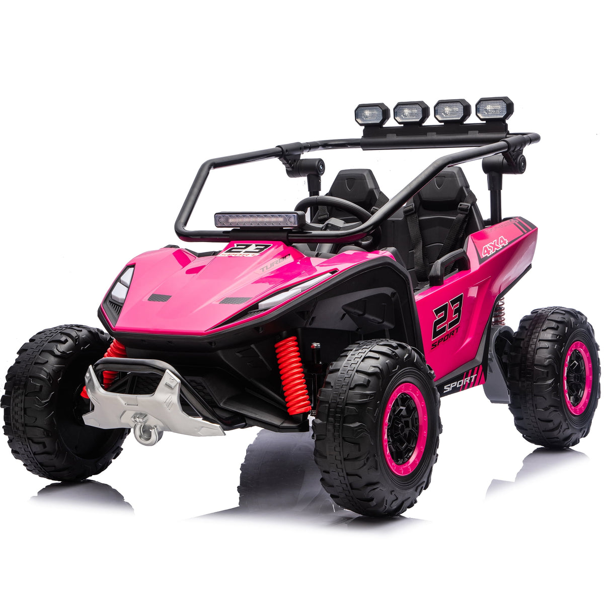 Sunnyfree 24V Ride on Toys 2 Seater UTV for Kids, 4WD 800W Electric Car with Parent Remote Control, LED Lights, Bluetooth Music, Roll Cage, Black