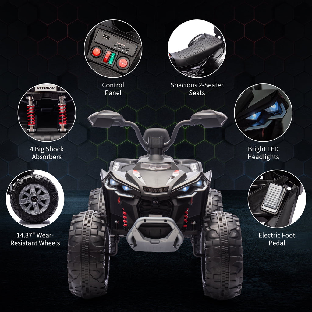 24V 2-Seater Kids Electric ATV Ride-On Toy – Dual 500W Motors, Parent Remote, wireless Audio, USB, LED Headlights, Spring Suspension, Music Player, urgent Brake, Ages 3–8, Pink