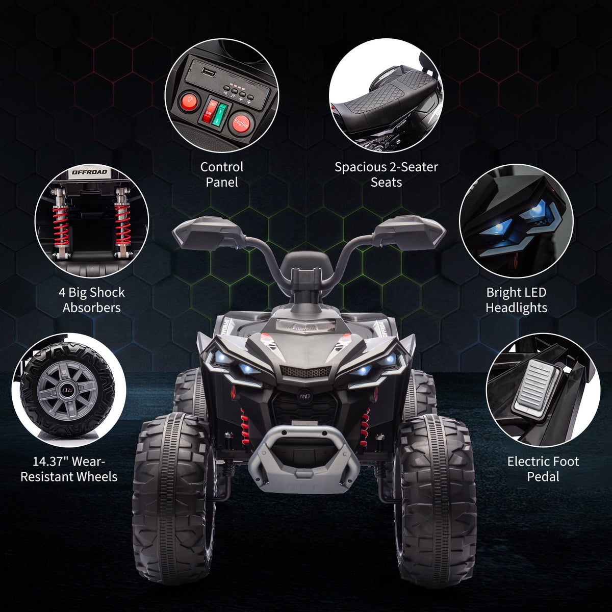 24V 2-Seater Kids Electric ATV Ride-On Toy – Dual 500W Motors, Parent Remote, wireless Audio, USB, LED Headlights, Spring Suspension, Music Player, urgent Brake, Ages 3–8, Pink