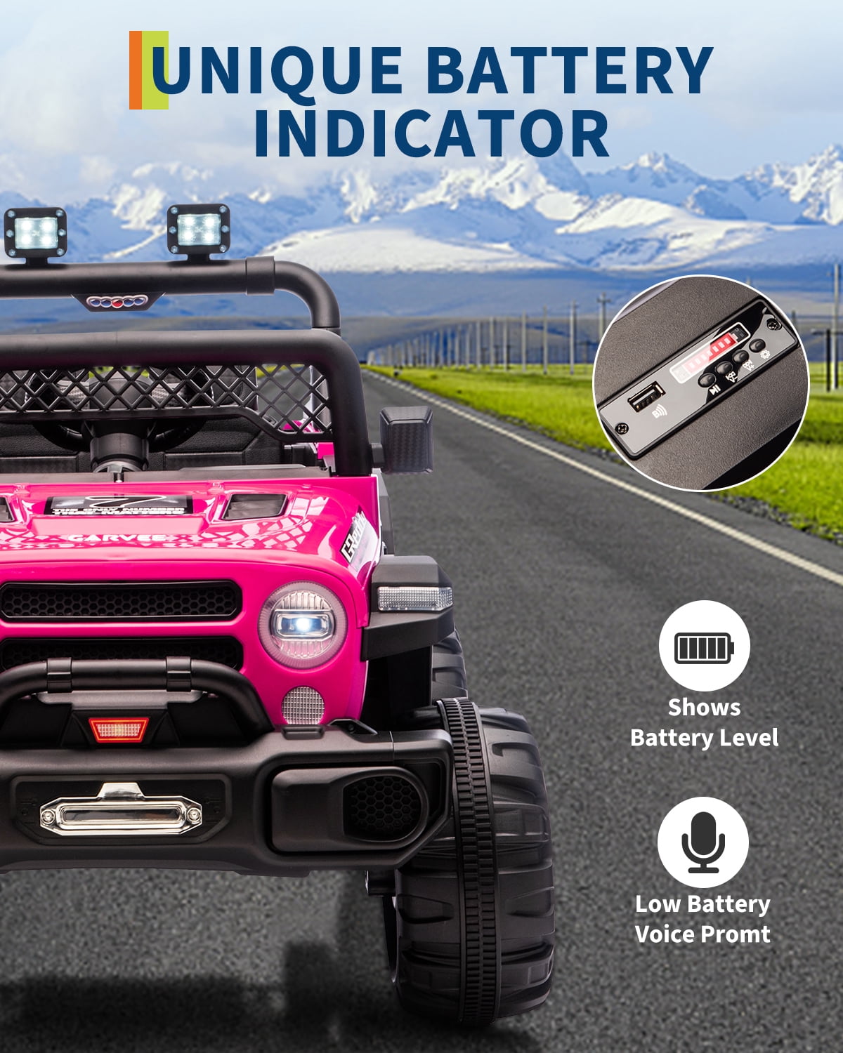 12V Kids Ride-On Truck – Dual 550W Motors, Remote Control, 3-Speed up to 6MPH, Spring Suspension, LED Lights, Music, Safety Belt, Storage – Electric Toy Car for Kids Ages 2-8 – Rose Red