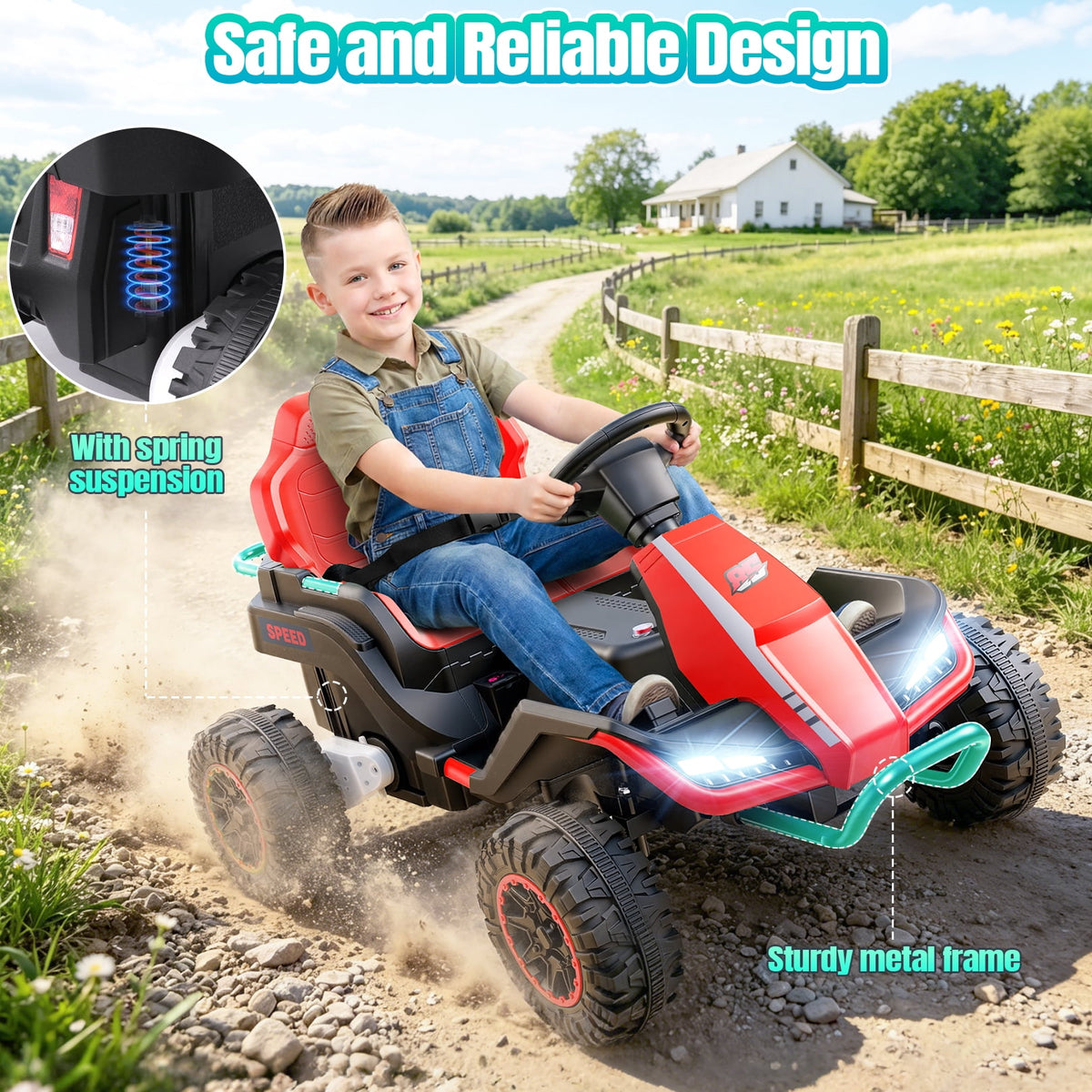 VIBESPARK 24V Ride on Toys with Remote Control, 3 in 1 Ride on Car, Ride on Tractor for Kids with Trailer, 6 Wheel Kids Electric Car w/ Bluetooth, MP3, Music, Green