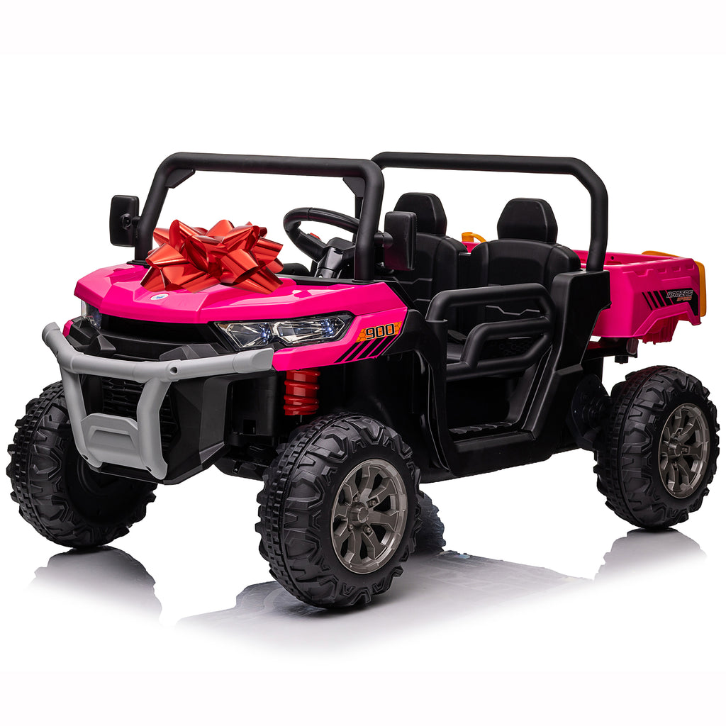 24V Ride on Dump Truck with Remote Control, 4WD Electric Car for Big Kids, 2 Seater 4*200W Motor Ride on Toy, Shovel, Music, Kids Gift, Black