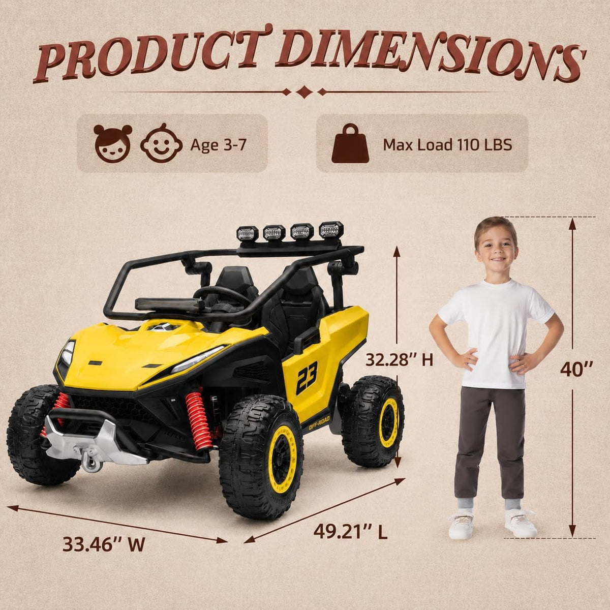 12V 2-Seater Electric UTV Ride-On Car, 4WD, Dual 40W Motors, 2.4G Parent Remote, 12V 7Ah Battery, 110 Lb Capacity,Green
