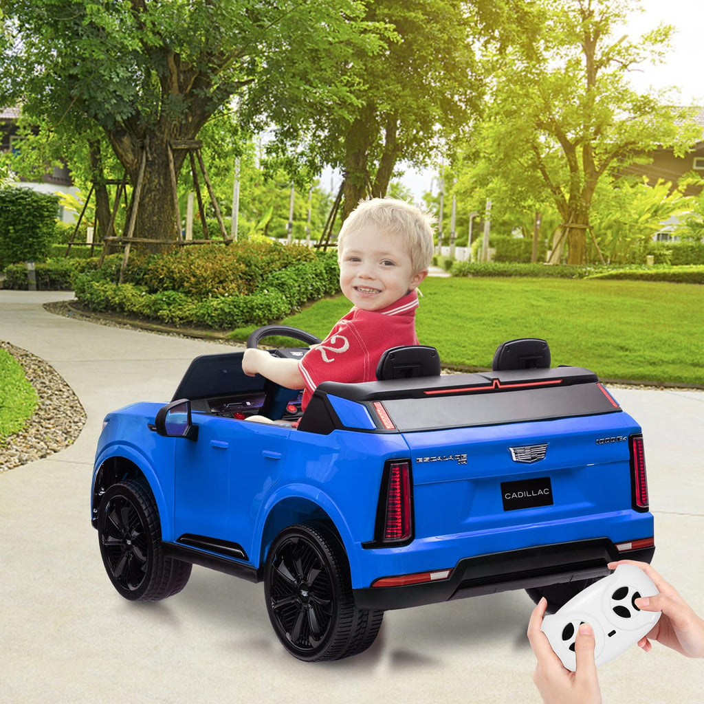 2 Seater Ride on Car for Kids 24V Licensed Cadillac Electric Car Toy Toddlers Battery Powered Ride on Truck with 2.4G Remote Control, Full-Wheel Suspension, Music, LED Lights, Blue
