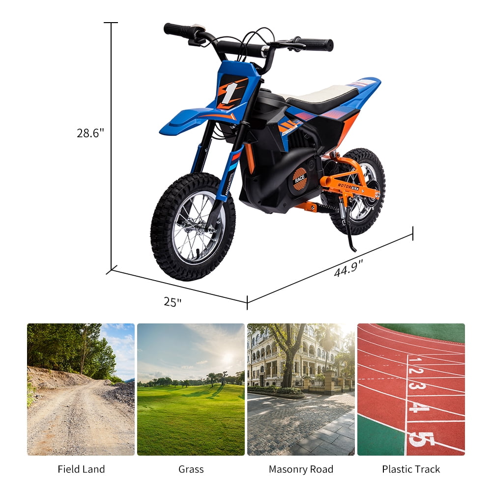 High-Speed 24V 250W Electric Off-Road Motorcycle – 13.6MPH Dirt Bike for Kids & Teens, Leather Seat, Disc Brake, Chain Drive, Air Tires, Twist Throttle, Ages 8-13, Red