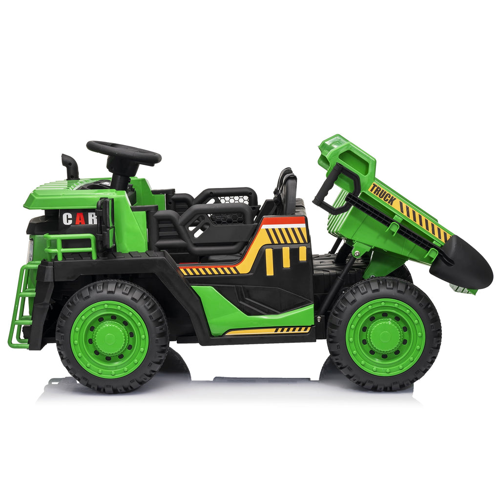 Funride 24V Ride on Toys 2 Seater Ride on Dump Truck w/ Remote Control w/ Dump Bed, 3 Speeds, Shovel, Bluetooth/Music, Big Kids, Yellow