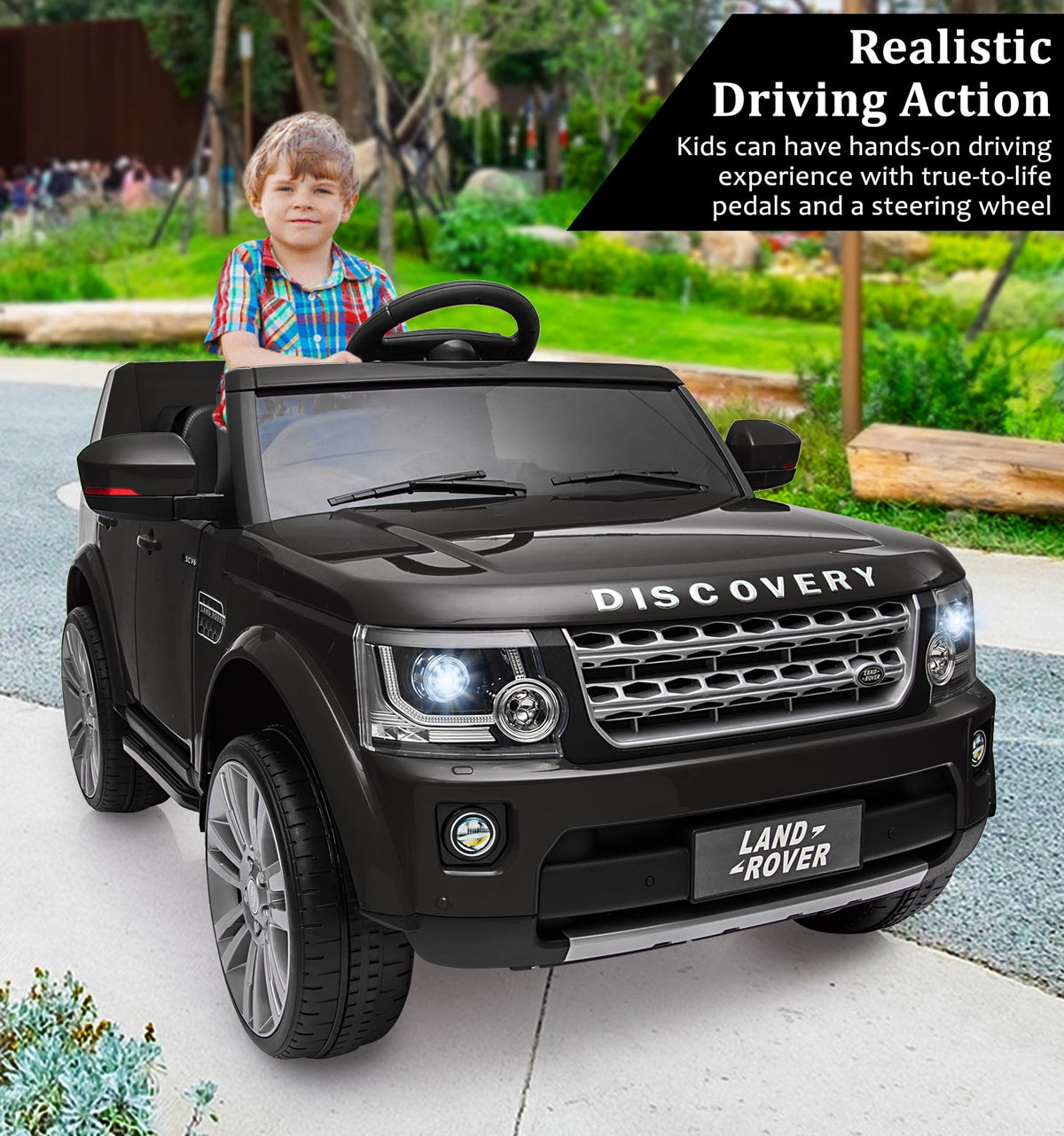 Licensed Land Rover 2-Seater 12V/24V Electric Ride-On Car for Kids Ages 3-8 - Remote Control, MP3, LED Lights, Adjustable Speeds, Shock Absorbers, Safety Seat Belts - Green