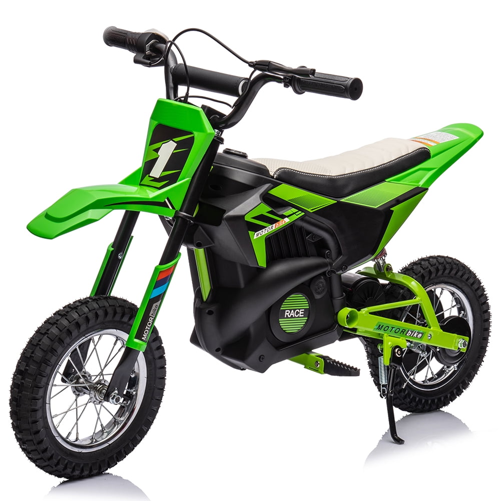 High-Speed 24V 250W Electric Off-Road Motorcycle – 13.6MPH Dirt Bike for Kids & Teens, Leather Seat, Disc Brake, Chain Drive, Air Tires, Twist Throttle, Ages 8-13, Red