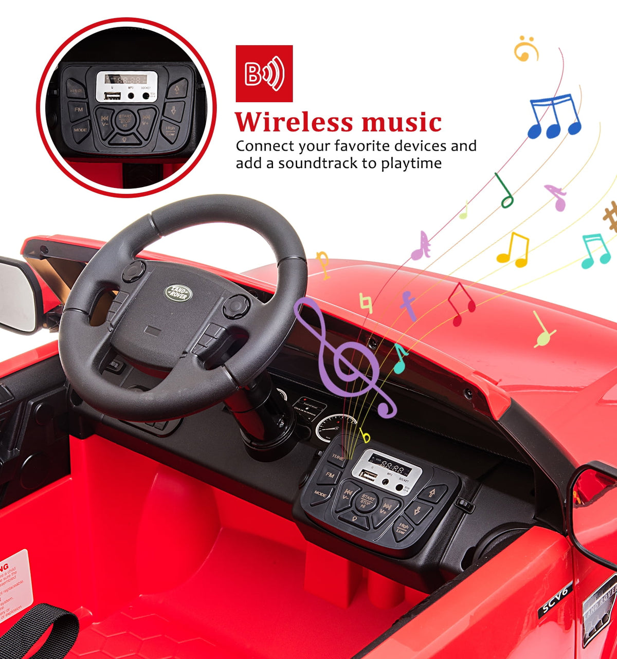 Licensed Land Rover 2-Seater 12V/24V Electric Ride-On Car for Kids Ages 3-8 - Remote Control, MP3, LED Lights, Adjustable Speeds, Shock Absorbers, Safety Seat Belts - Green
