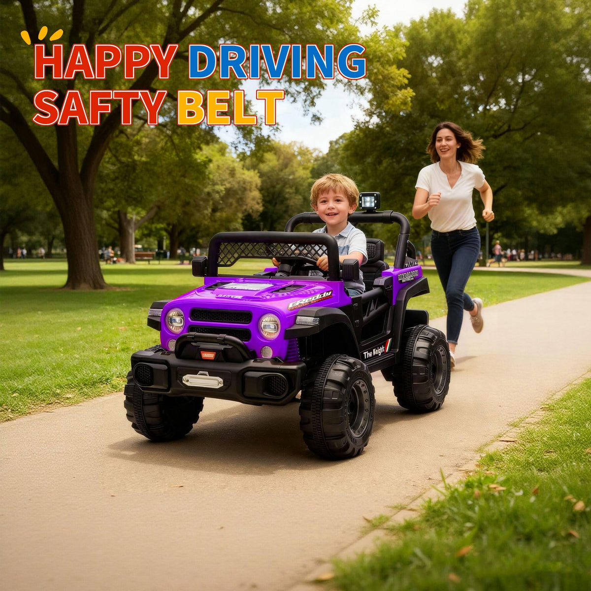 12V Kids Ride-On Truck – Dual 550W Motors, Remote Control, 3-Speed up to 6MPH, Spring Suspension, LED Lights, Music, Safety Belt, Storage – Electric Toy Car for Kids Ages 2-8 – Black