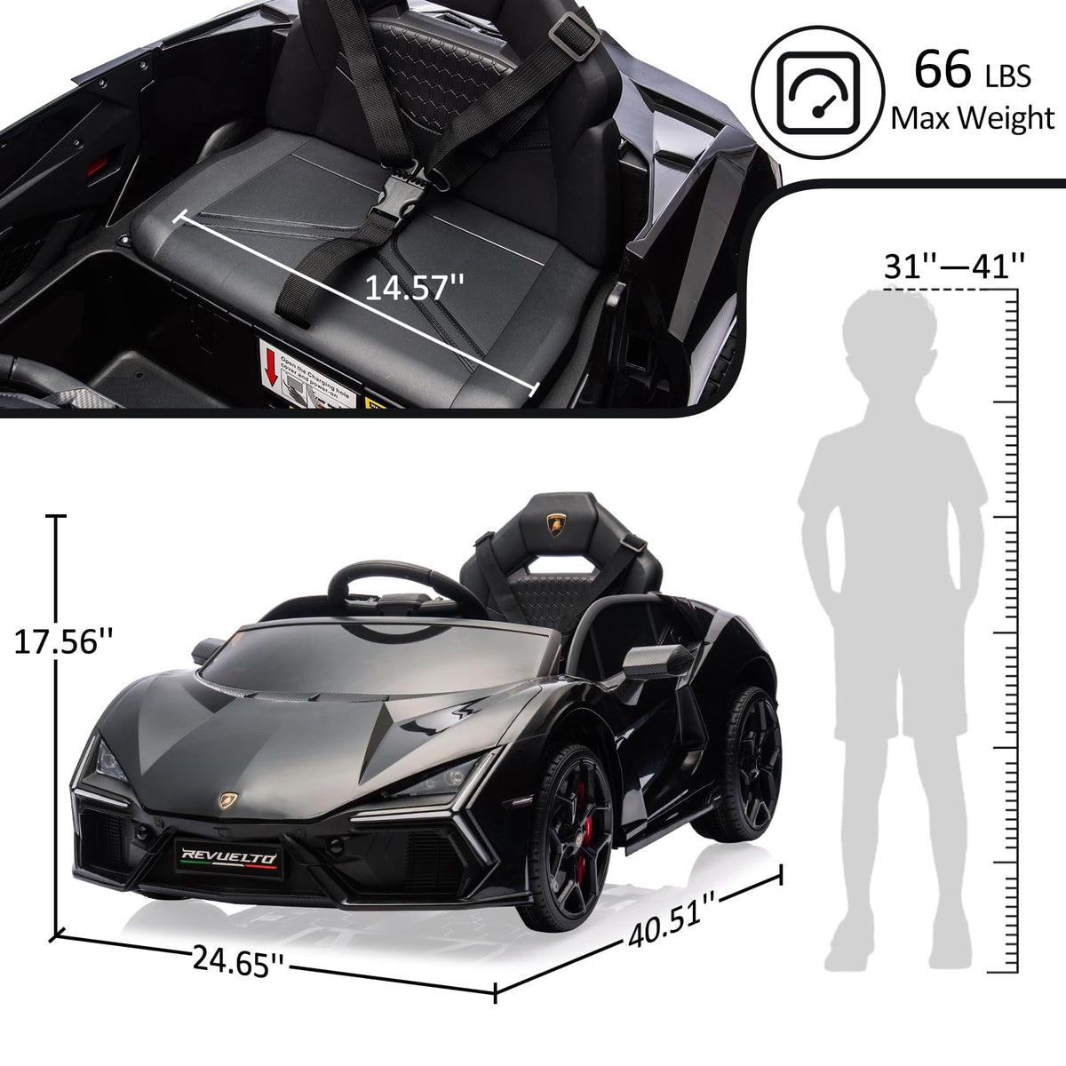 Towallmark 12V Ride On Car for Kids, Licensed Lamborghini Revuelto Electric Vehicle, Battery Powered Sports Car Toy for Boys & Girls,Kids Christmas Gifts
