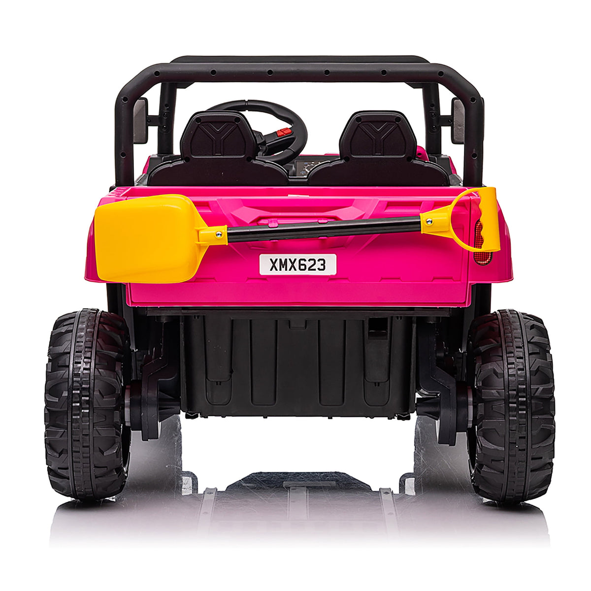 24V Ride on Dump Truck with Remote Control, 4WD Electric Car for Big Kids, 2 Seater 4*200W Motor Ride on Toy, Shovel, Music, Kids Gift, Black