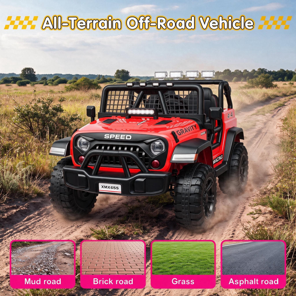 Farmdex 24 Volt 2 Seater Electric Truck Car for Kids, 400W Ride on Cars with Remote Control, Color Led Lights, Bluetooth Music, Spring Suspension,Powered Ride On Toys Gift for Boys & Girls