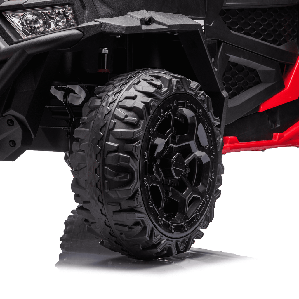 Zukpow 24V Ride Ons for Kids, 2 Seater Electric Car with Remote Control, 4x200W Motors, Power Car Wheels Ride on Toys UTV with Bluetooth Music, USB, Slow Start, LED Lights, Rear Storage Box, Black