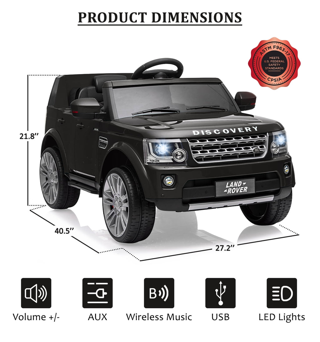 Licensed Land Rover 2-Seater 12V/24V Electric Ride-On Car for Kids Ages 3-8 - Remote Control, MP3, LED Lights, Adjustable Speeds, Shock Absorbers, Safety Seat Belts - Green