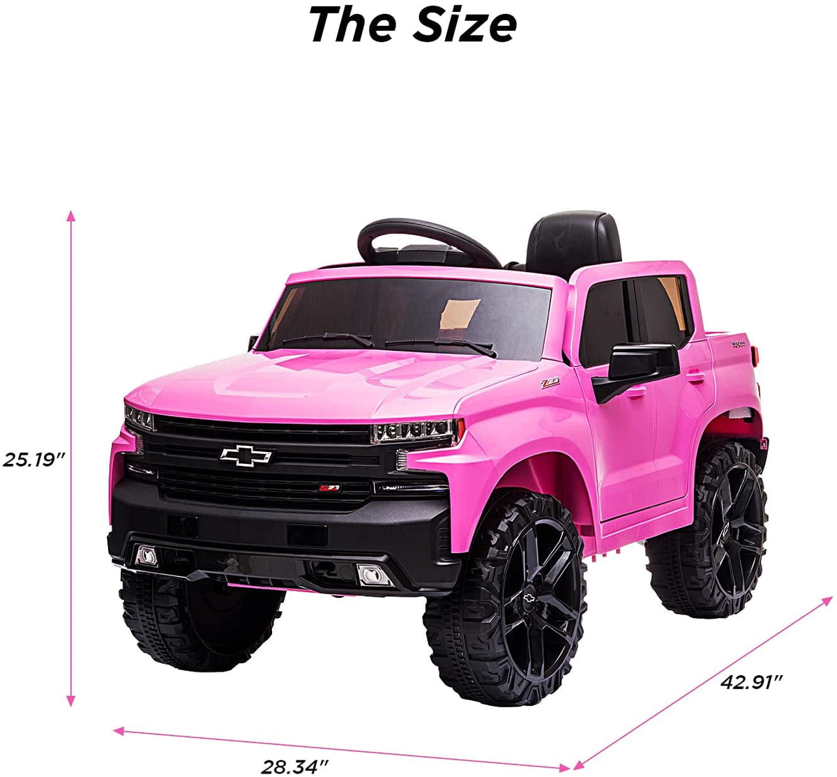 12V Licensed Chevrolet Silverado Ride On Truck, Electric Ride On Car with Remote Control, Bluetooth, MP3, LED Lights, Spring Suspension, Storage Bin, Realistic Truck Toy