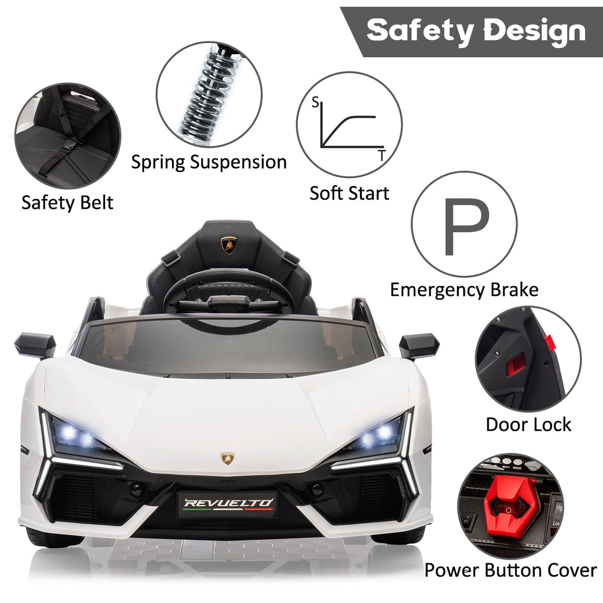Towallmark 12V Ride On Car for Kids, Licensed Lamborghini Revuelto Electric Vehicle, Battery Powered Sports Car Toy for Boys & Girls,Kids Christmas Gifts