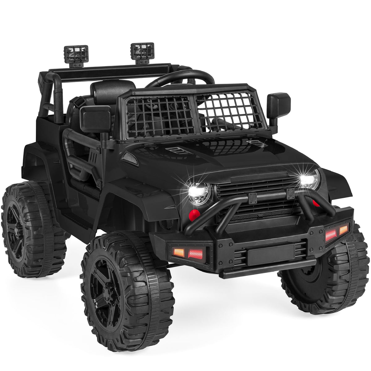 Best Choice Products 12V Kids Ride On Truck Car w/ Parent Remote Control, Spring Suspension, LED Lights - Hot Pink