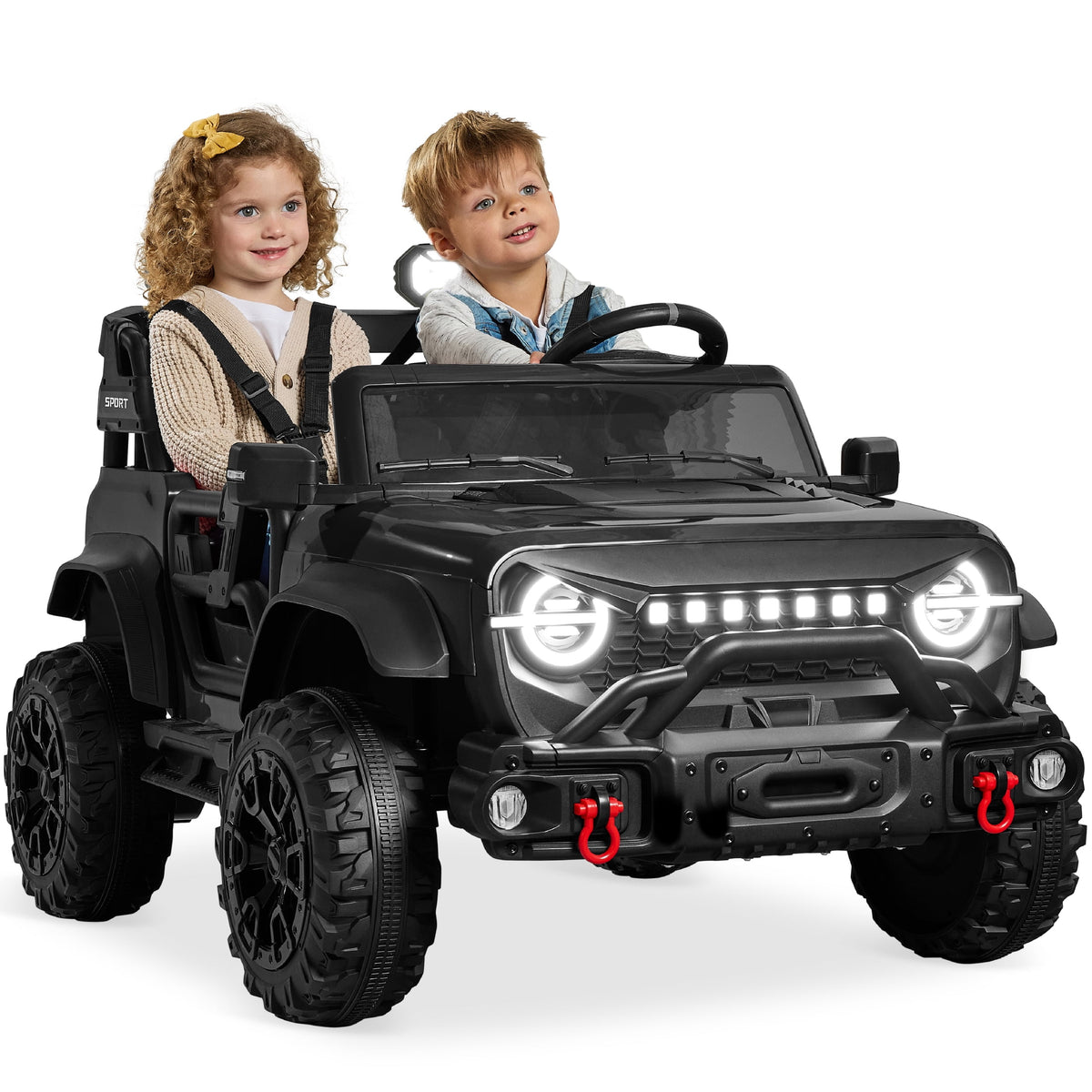 Best Choice Products Kids 24V 2-Seater Electric Ride-On Car Truck w/ Parent Control, Bluetooth, LED Lights - Red