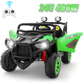 VIBESPARK 24 Volt 2 Seater Ride on Toys for Kids, Powered Ride on Cars with Remote Control, Electric UTV Car for 3-8 Boys Girls Gift w/ Bluetooth, LED Light, Music, Green