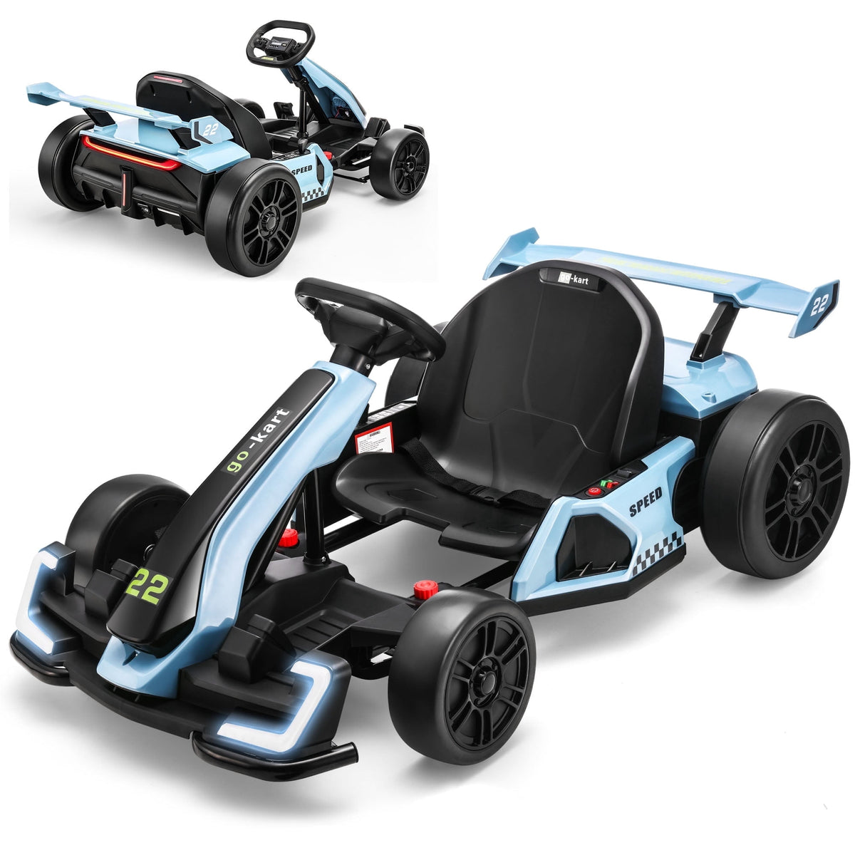 Funcid 24V 7AH Go Kart for Kids, 300W Powered Ride on Toys for 6+, Racing Go Kart with Drift/Sport Mode for Outdoor, Speed 4-8MPH, 110lbs Max Load