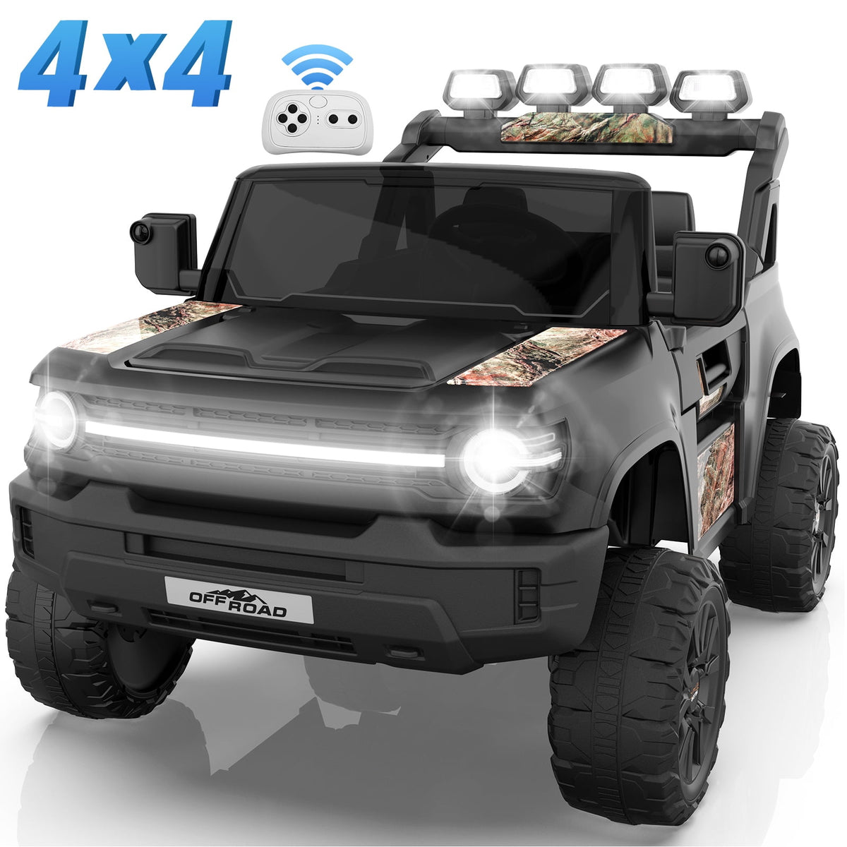 Farmdex 24V Ride on Toys with Remote Control, 2 XL Seater Electric Truck Car for Kids w/ 22'' Large Seat, 4WD/2WD Switchable, Powered Ride on Cars w/ Bluetooth, LED Lights, 3 Speeds, 4 x 200W, Pink