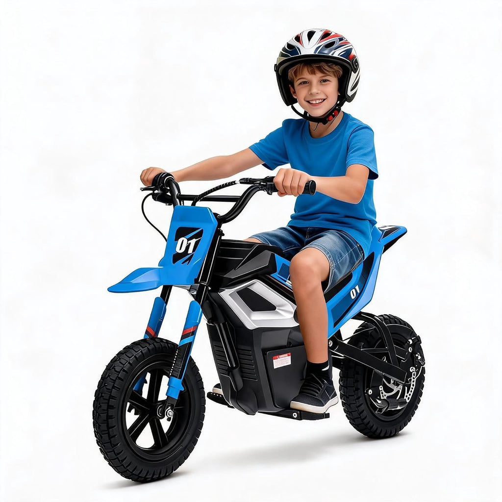 Fectiontool 24V Electric Ride-On Motorcycle, 350W Motor, 24V 7Ah Rechargeable Battery, Battery Powered Ride-On Bike, Energy-Efficient Charger Included,Blue
