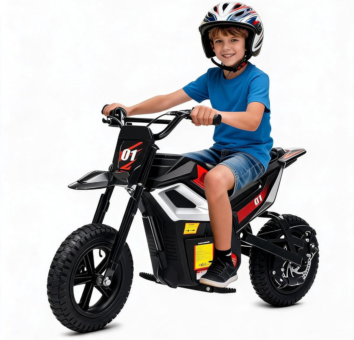 Fectiontool 24V Electric Ride-On Motorcycle, 350W Motor, 24V 7Ah Rechargeable Battery, Battery Powered Ride-On Bike, Energy-Efficient Charger Included,Black