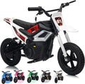 Fectiontool 24V Electric Ride-On Motorcycle, 350W Motor, 24V 7Ah Rechargeable Battery, Battery Powered Ride-On Bike, Energy-Efficient Charger Included,White