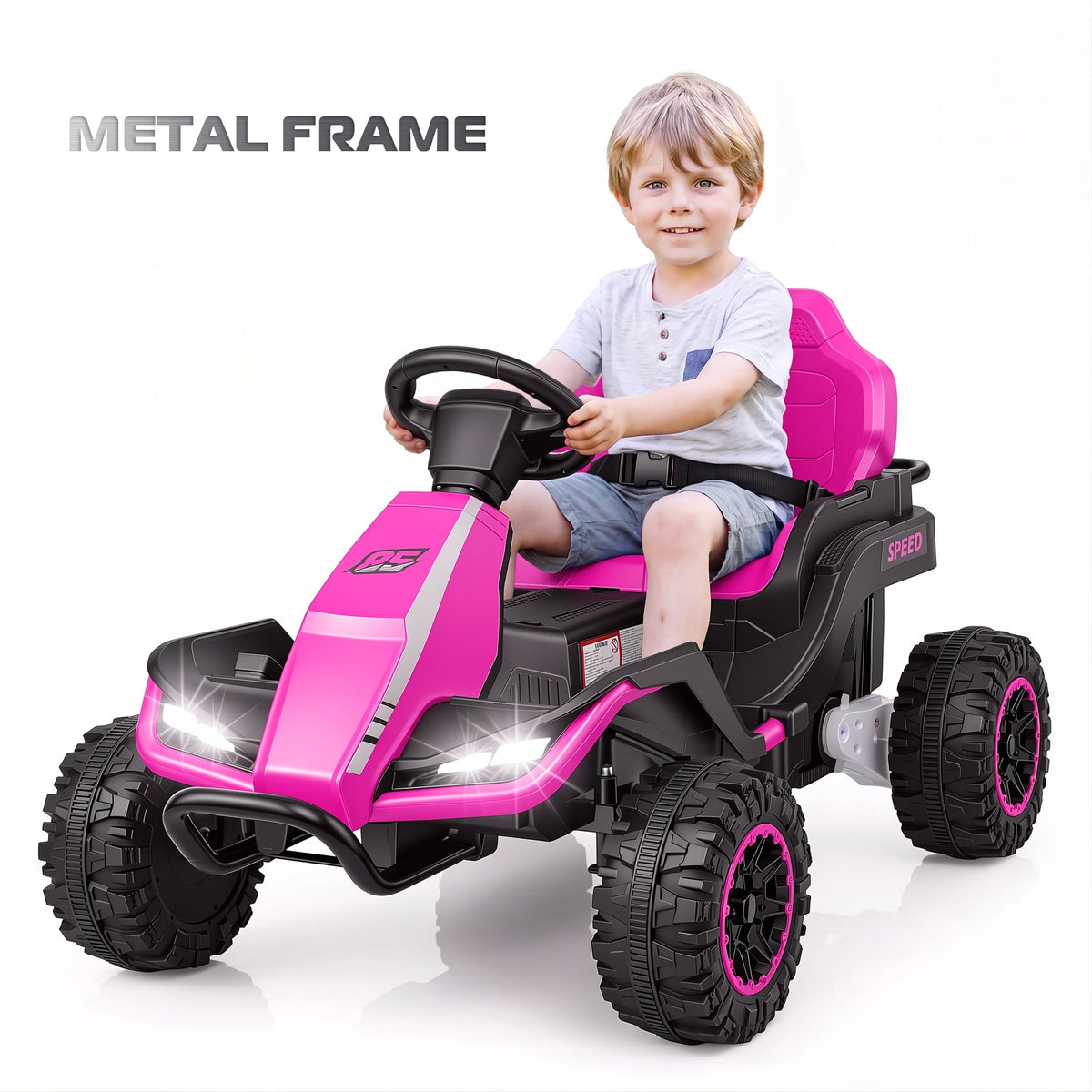 Farmdex 24 Volt Ride on Toys with Remote Control, 7AH Battery Ride on Cars, 4 Wheeler Quad ATV, Electric Car for Kids w/ Bluetooth, Music, Battery Display, LED Light Control, 5 MPH, Red