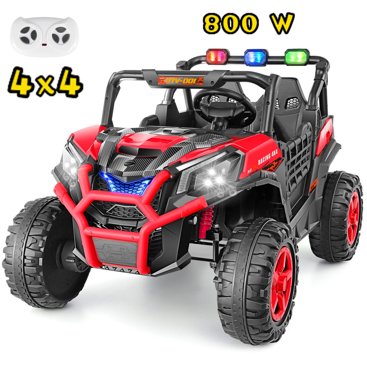 Funcid 24V Ride on Toys 4WD Ride on Cars with Remote Control, 2 XL Seater Electric Car for Kids, Power Car Wheels, UTV w/ 4*200W Motor, Bluetooth, Music, Lights, 3 Speeds, Black