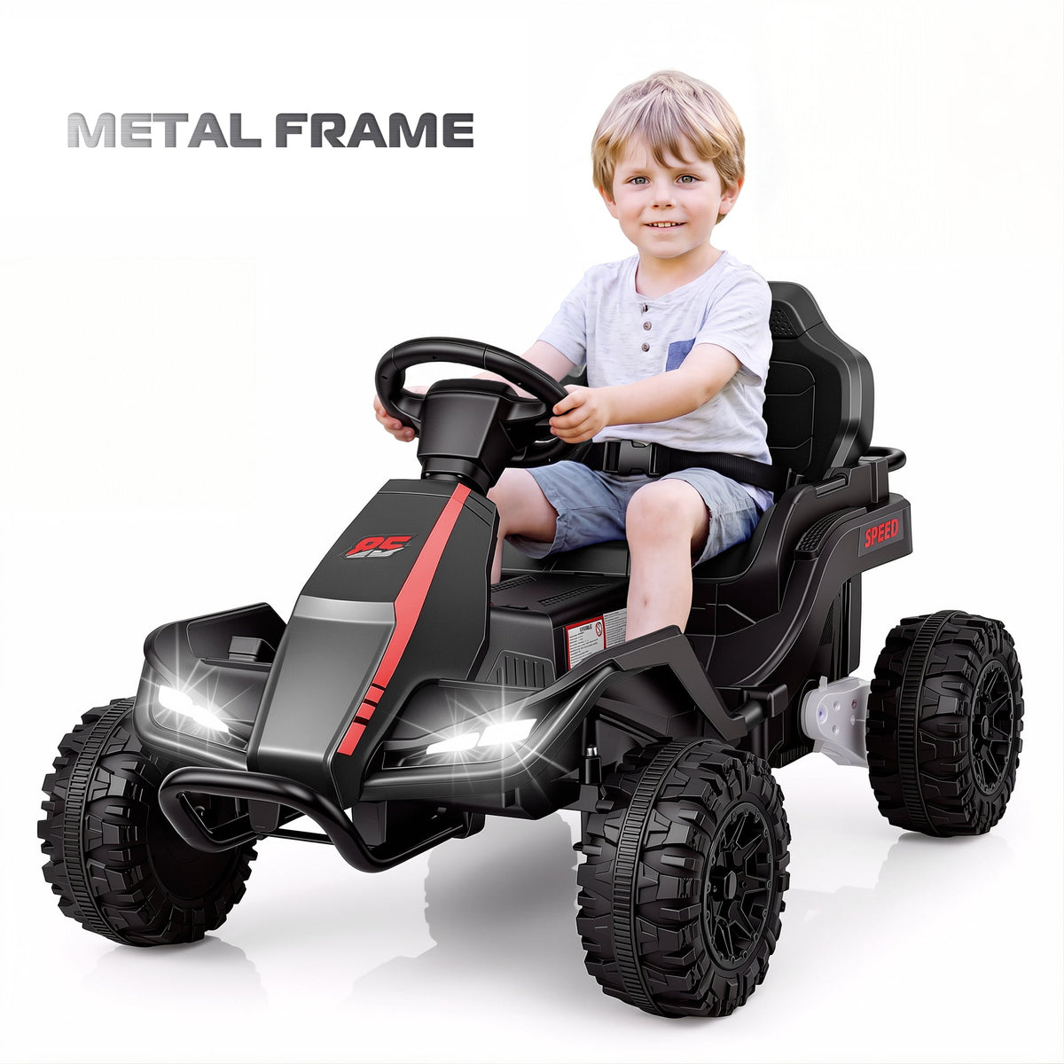 Farmdex 24 Volt Ride on Toys with Remote Control, 7AH Battery Ride on Cars, 4 Wheeler Quad ATV, Electric Car for Kids w/ Bluetooth, Music, Battery Display, LED Light Control, 5 MPH, Red