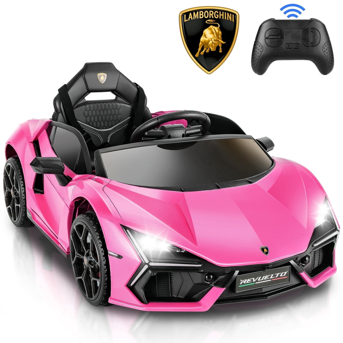 Funcid 24 Volt Ride on Toys, 2-Seater Ride on Cars with Remote Control, 400W Electric Car, Ride on UTV w/ Bluetooth, MP3, Seat Belts, Volume Adjustment, Suspension, Pink